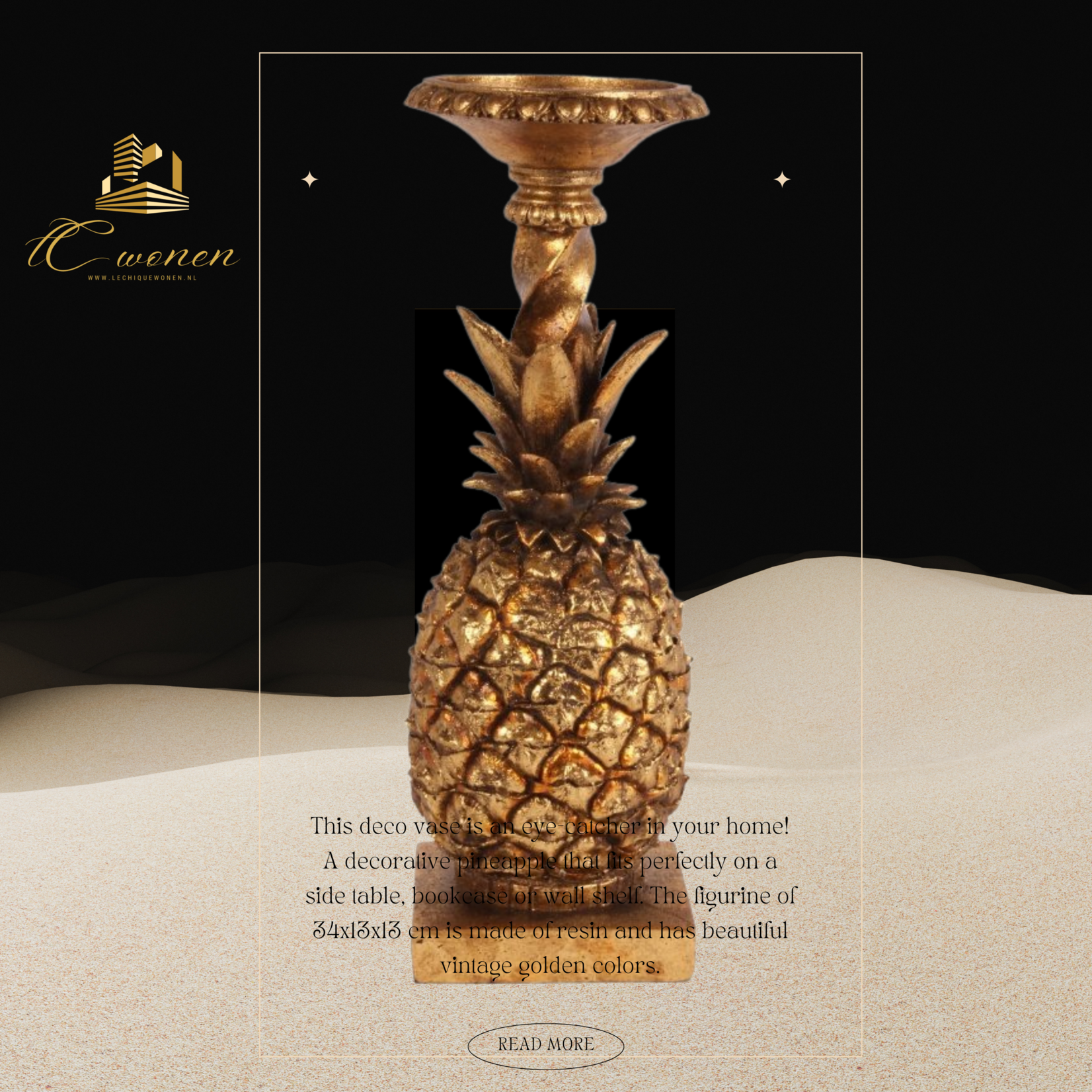 Dutch & Style Candlestick pineapple 30 cm