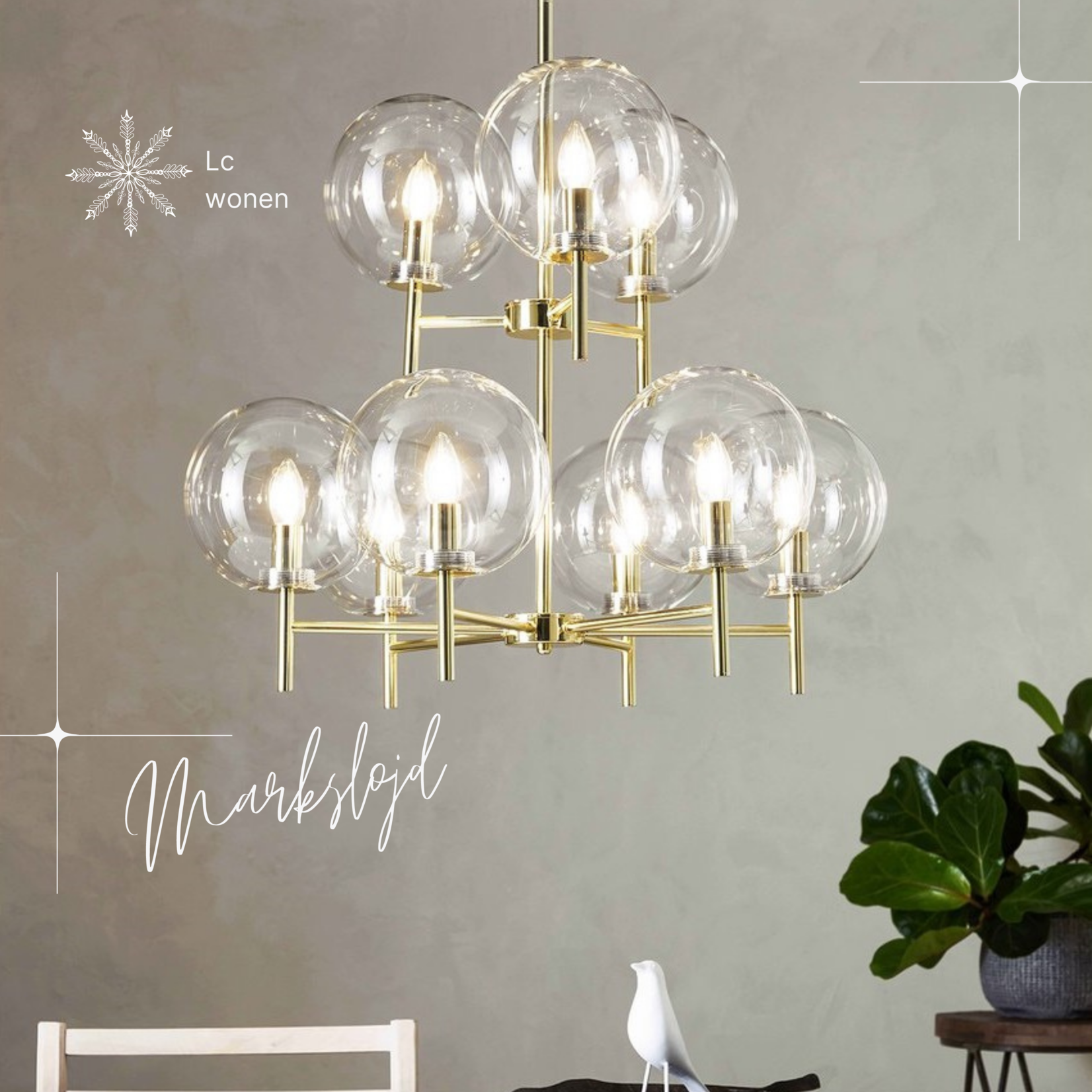 Markslojd CROWN hanging lamp 9L brass / clear