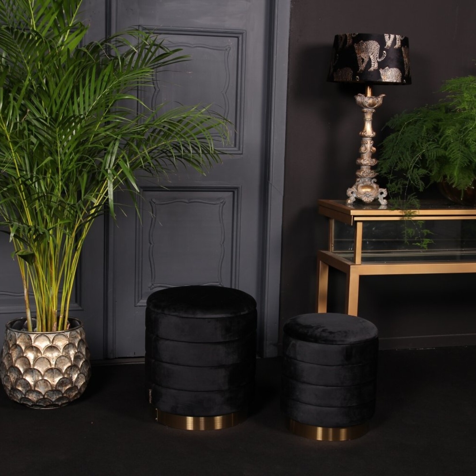 Dutch & Style Poef SET/2 black Gold