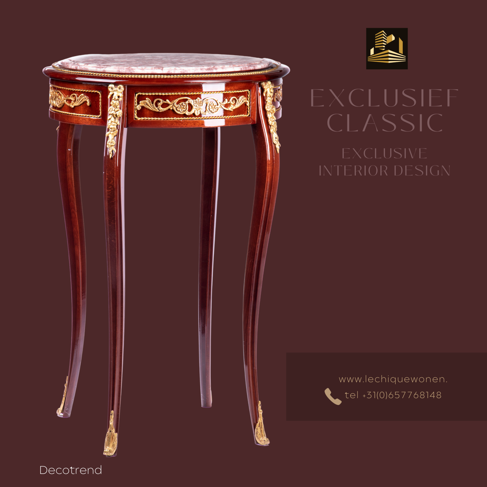 Decotrends  Classic side table with red marble