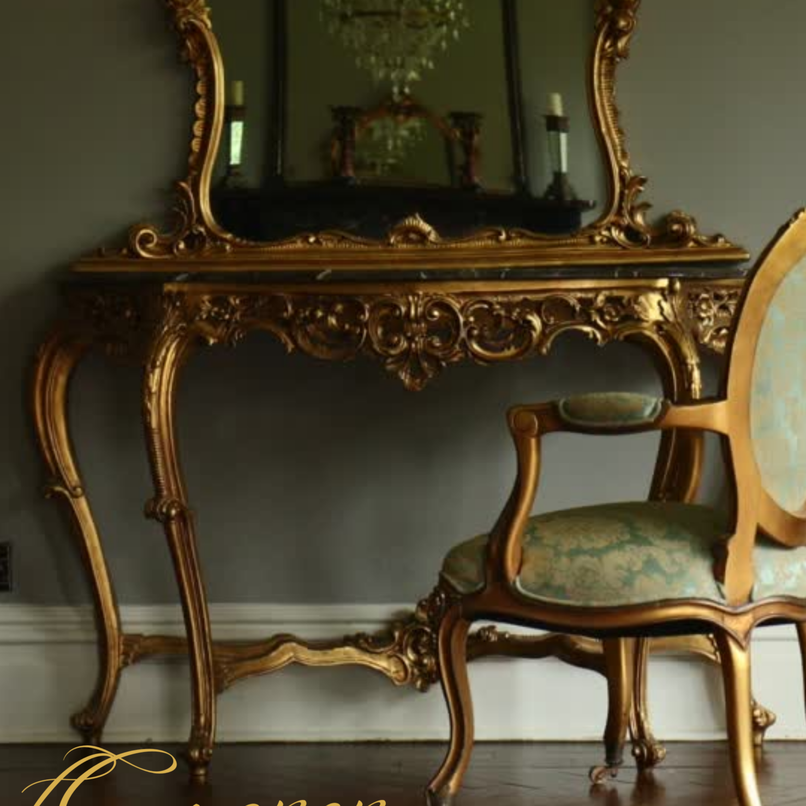 LC Coiffeuse baroque console or avec miroir