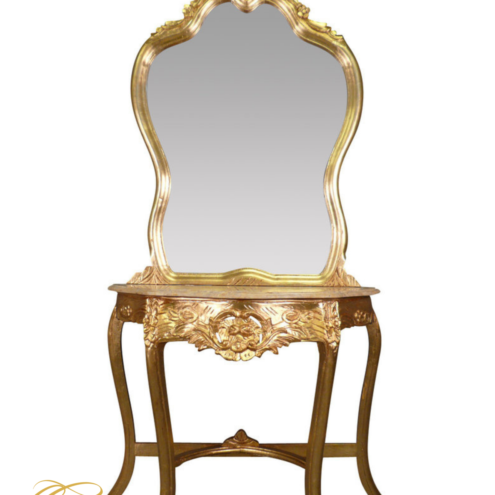 LC Coiffeuse baroque console or avec miroir