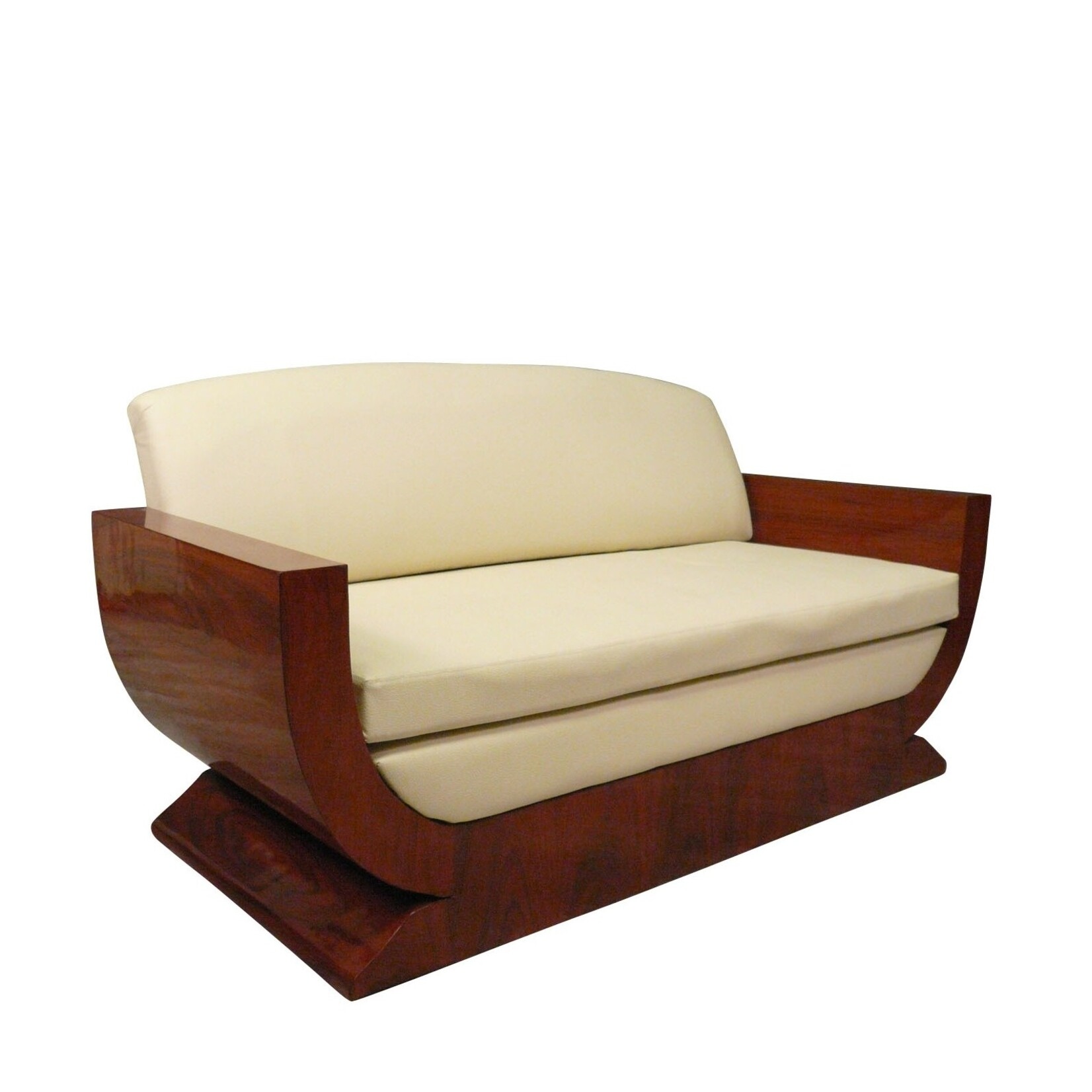 LC 3 seater sofa in art deco style with rosewood marquetry.