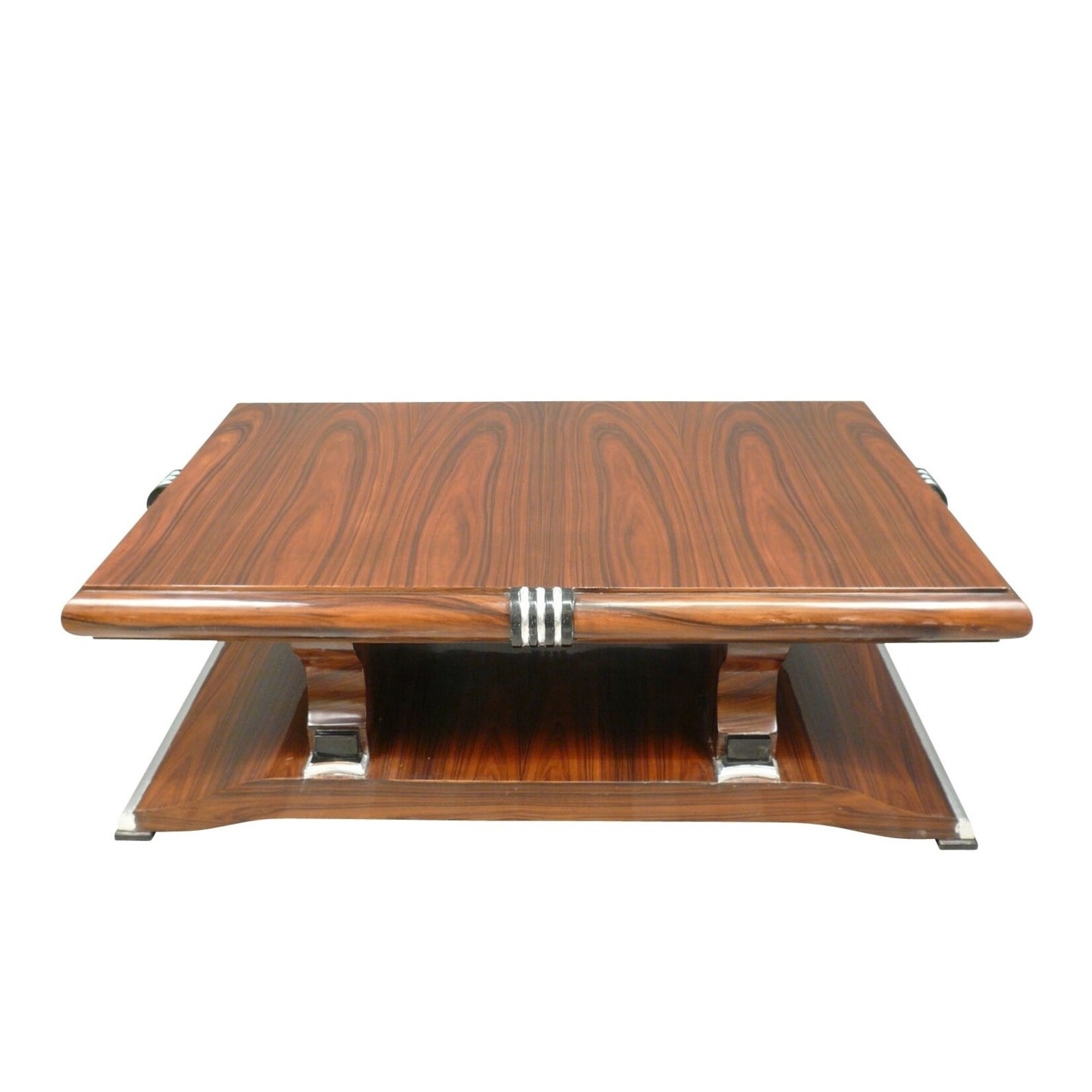 LC Coffee table art deco salon in rosewood marquetry with a length of 122 cm.