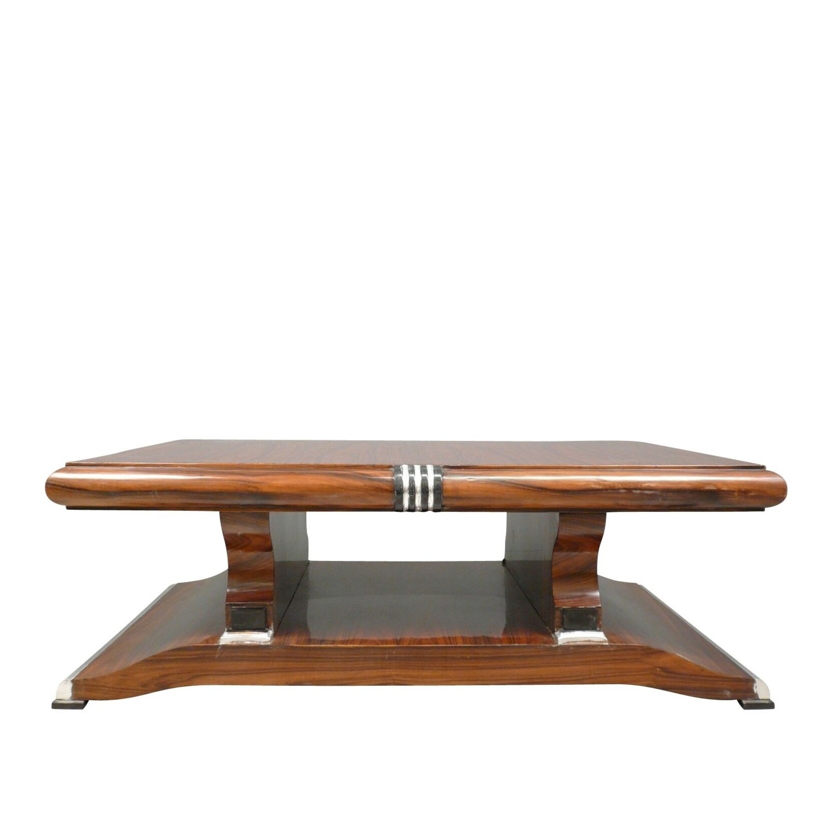 LC Coffee table art deco salon in rosewood marquetry with a length of 122 cm.