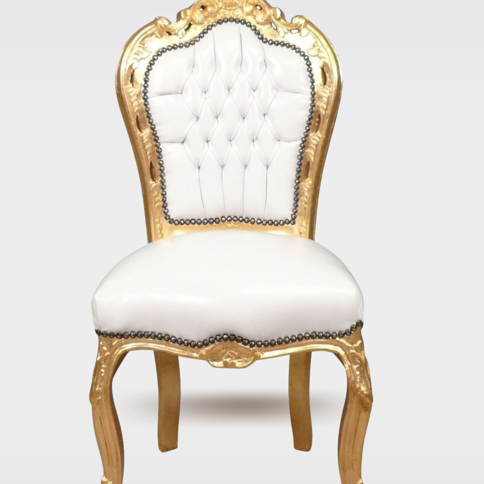 LC Chaise de salle à manger baroque or blanc ciel