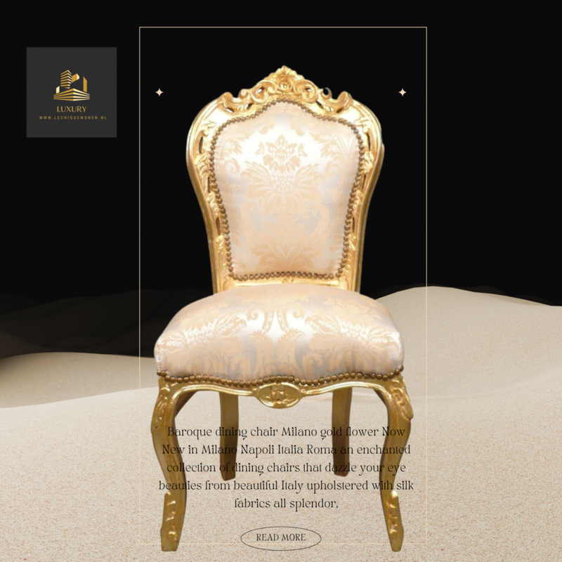LC Barok eetkamer stoel Milano goud bloem