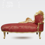 LC Barok chaise longue rood en goud