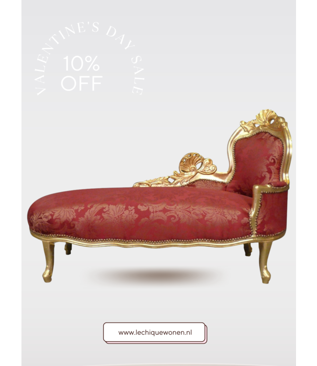 LC Baroque chaise longue red and gold