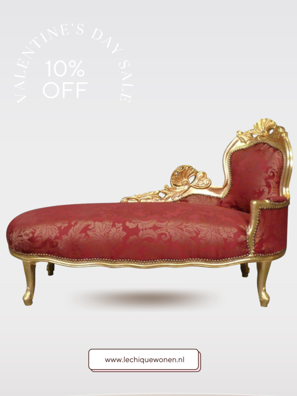 LC Chaise longue baroque rouge et or