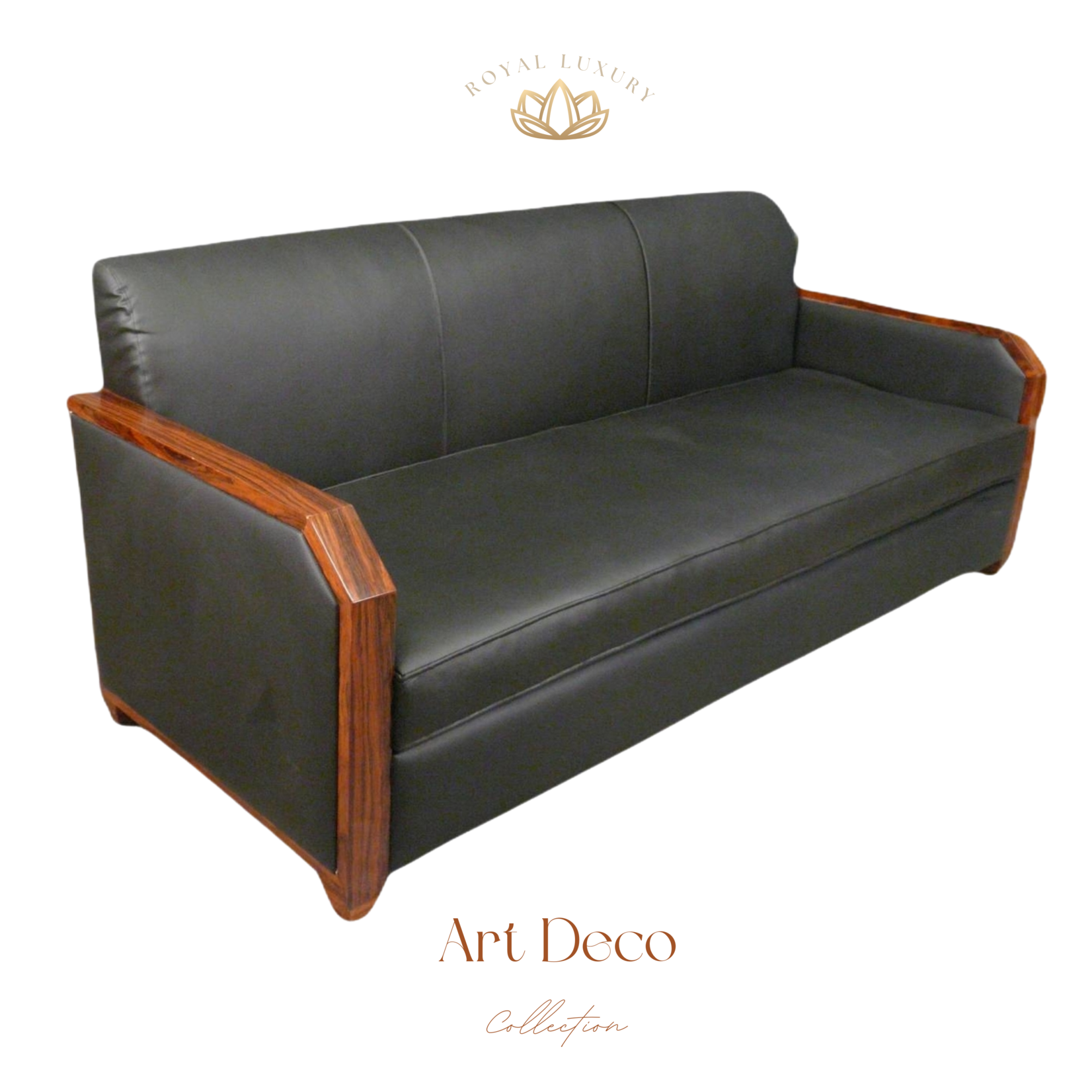 LC  Black art deco rosewood sofa