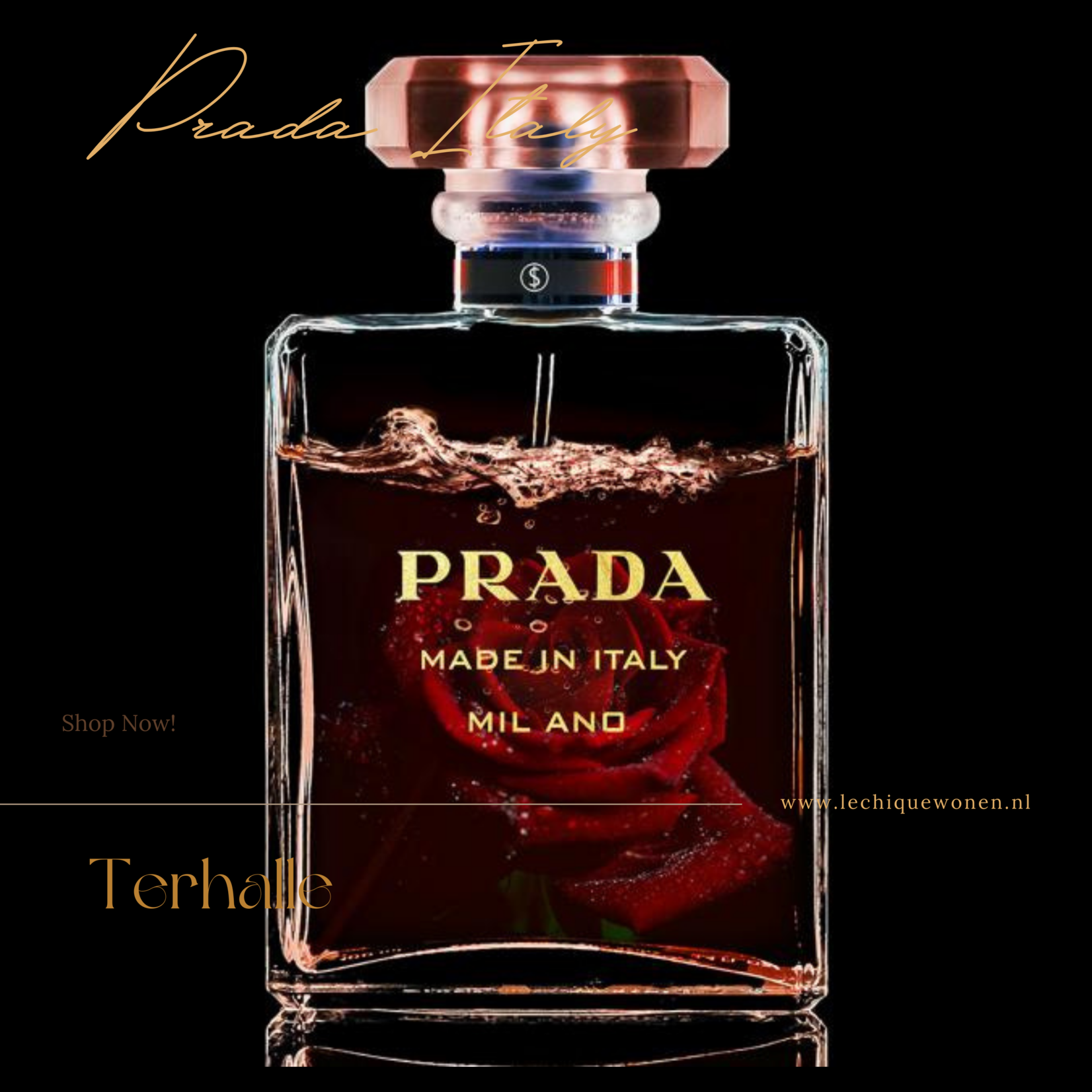 Ter Halle  Glass painting with gold foil  - Prada
