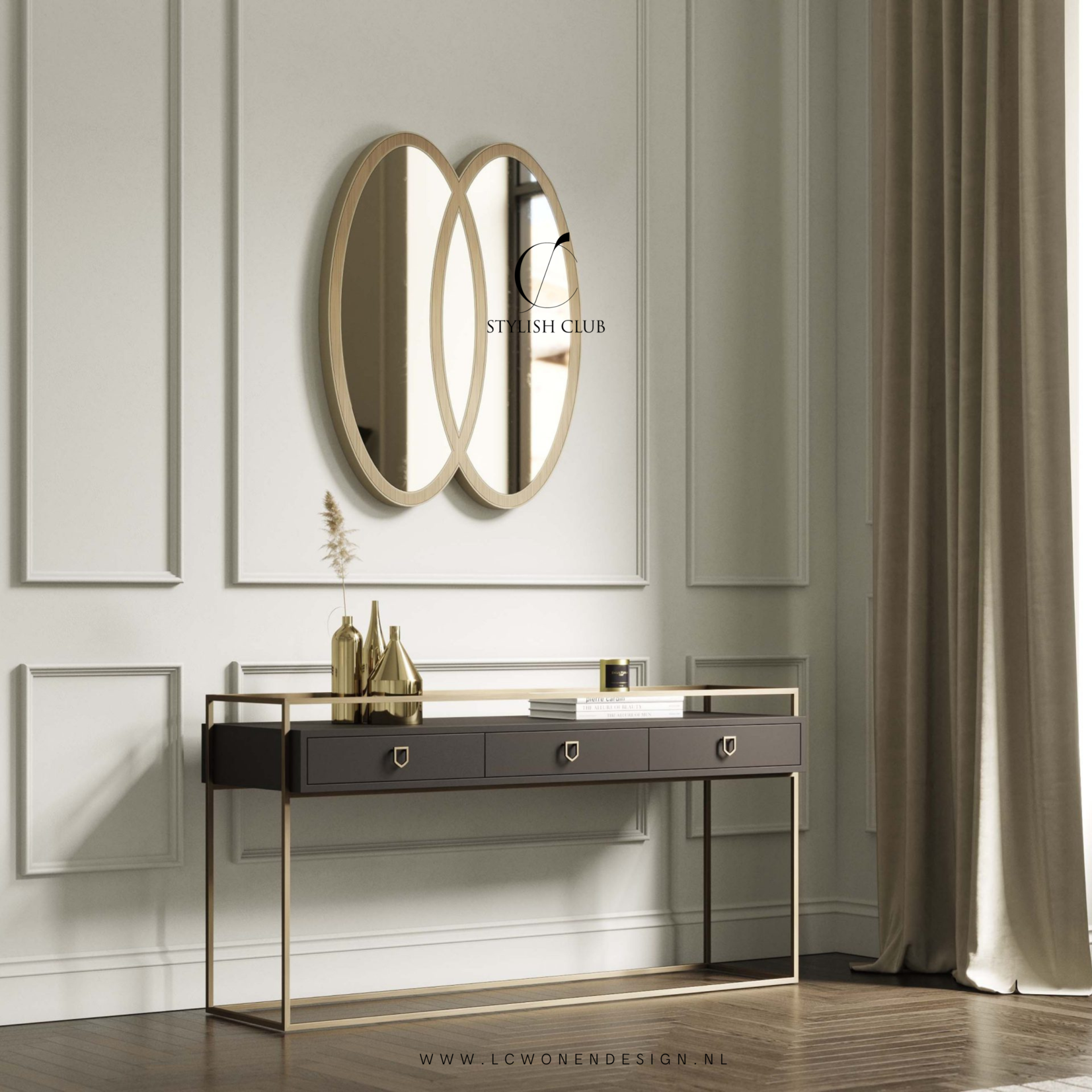 Stylish Club The three-drawer Cocktail console