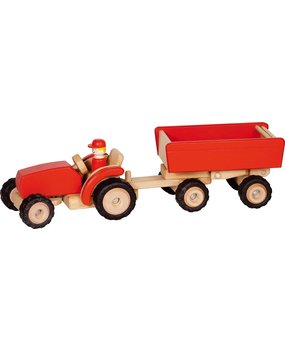Goki Tractor met aanhanger rood Goki Tractor met aanhanger rood