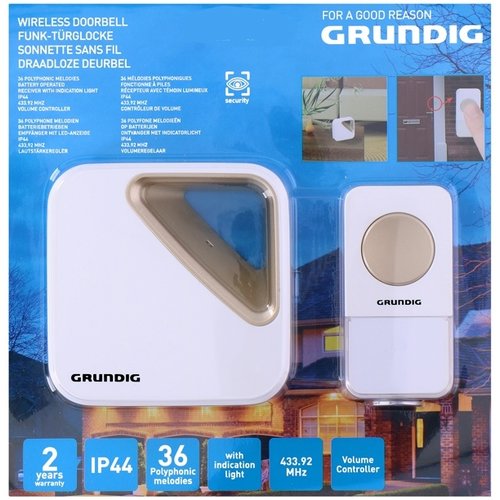 Grundig Luxe draadloze deurbel met ontvanger Grundig Luxe draadloze deurbel met ontvanger