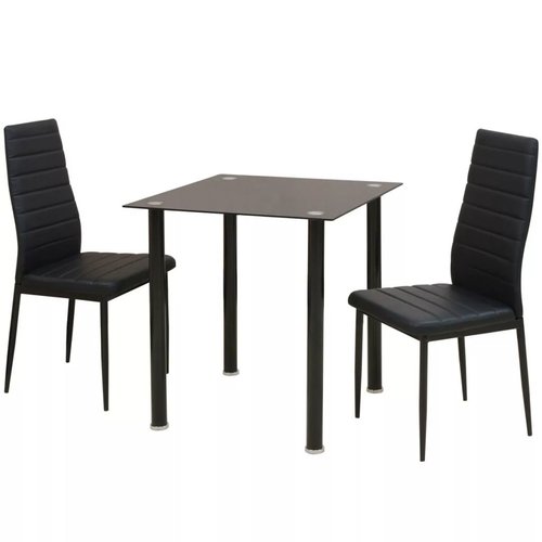 vidaXL Eetkamerset tafel en stoel zwart 3-delig vidaXL Eetkamerset tafel en stoel zwart 3-delig