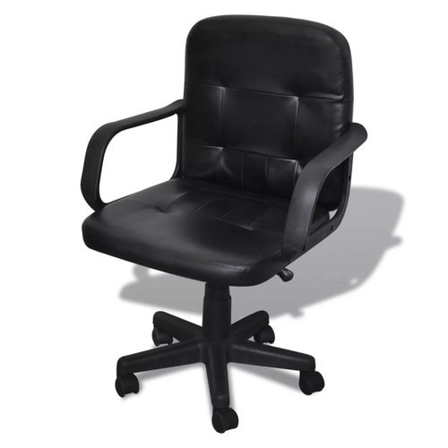 vidaXL Bureaustoel leer met exclusief design zwart 59 x 51 x 81-89 cm vidaXL Bureaustoel leer met exclusief design zwart 59 x 51 x 81-89 cm