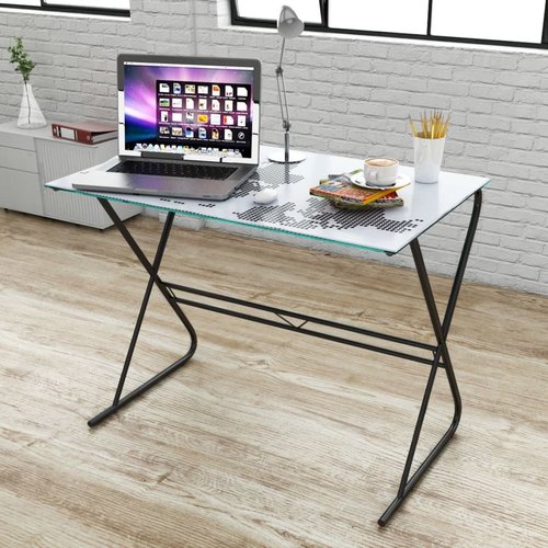 vidaXL Glazen bureau met wereldkaart-patroon vidaXL Glazen bureau met wereldkaart-patroon