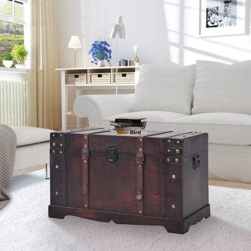 vidaXL Schatkist vintage 66x38x40 cm hout vidaXL Schatkist vintage 66x38x40 cm hout