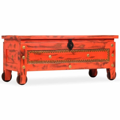 vidaXL Opbergkist 101x39x42 cm massief mangohout rood vidaXL Opbergkist 101x39x42 cm massief mangohout rood