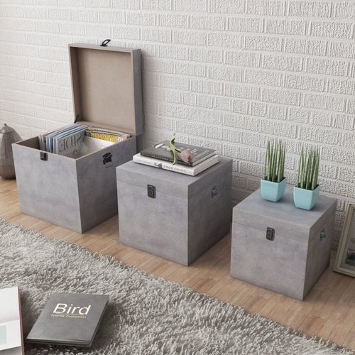 vidaXL Opbergkisten MDF betongrijs 3 st vidaXL Opbergkisten MDF betongrijs 3 st