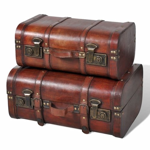 vidaXL Schatkist vintage-stijl hout bruin 2 st vidaXL Schatkist vintage-stijl hout bruin 2 st