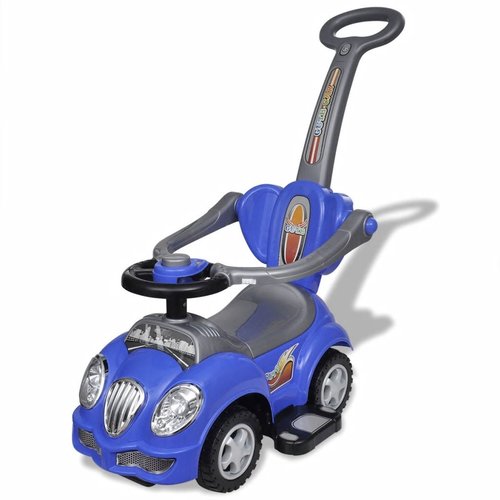 vidaXL Loopauto met duwstang blauw vidaXL Loopauto met duwstang blauw
