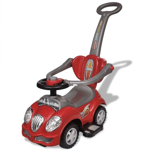 vidaXL Loopauto met duwstang rood vidaXL Loopauto met duwstang rood