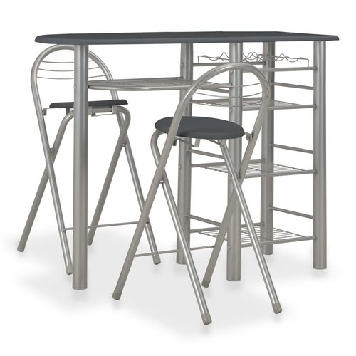 vidaXL 3-delige Barset met schappen hout en staal zwart vidaXL 3-delige Barset met schappen hout en staal zwart