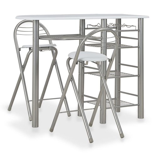vidaXL 3-delige Barset met schappen hout en staal wit vidaXL 3-delige Barset met schappen hout en staal wit