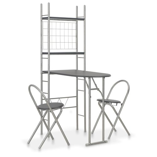 vidaXL 3-delige Eetset inklapbaar met opbergrek MDF en staal zwart vidaXL 3-delige Eetset inklapbaar met opbergrek MDF en staal zwart