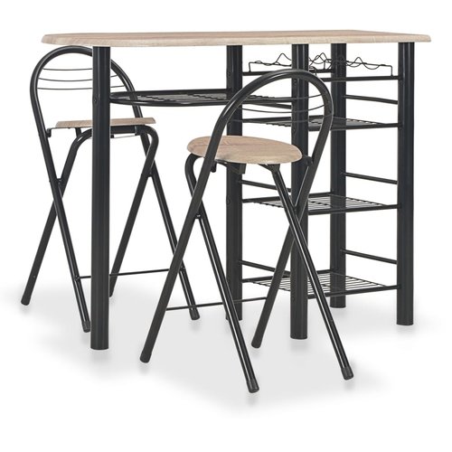 vidaXL 3-delige Barset met schappen hout en staal vidaXL 3-delige Barset met schappen hout en staal