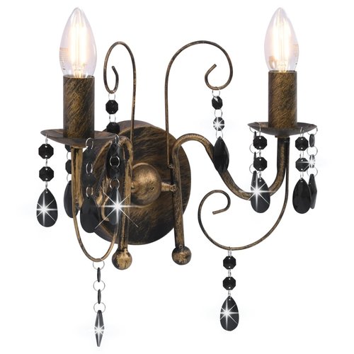 vidaXL Wandlamp met kralen 2xE14 antiekzwart vidaXL Wandlamp met kralen 2xE14 antiekzwart