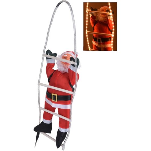 Kerstman op lichtgevende ladder - 90 cm Kerstman op lichtgevende ladder - 90 cm