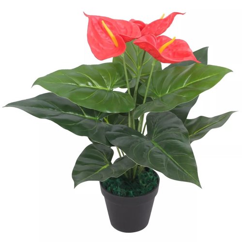 vidaXL Kunst anthurium plant met pot 45 cm rood en geel vidaXL Kunst anthurium plant met pot 45 cm rood en geel