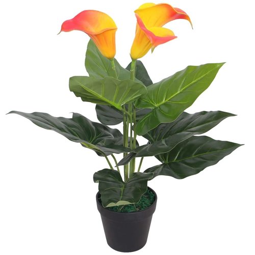 vidaXL Kunst calla lelie plant met pot 45 cm rood en geel vidaXL Kunst calla lelie plant met pot 45 cm rood en geel