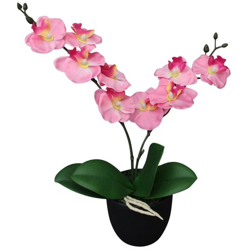 vidaXL Kunst orchidee plant met pot 30 cm roze vidaXL Kunst orchidee plant met pot 30 cm roze