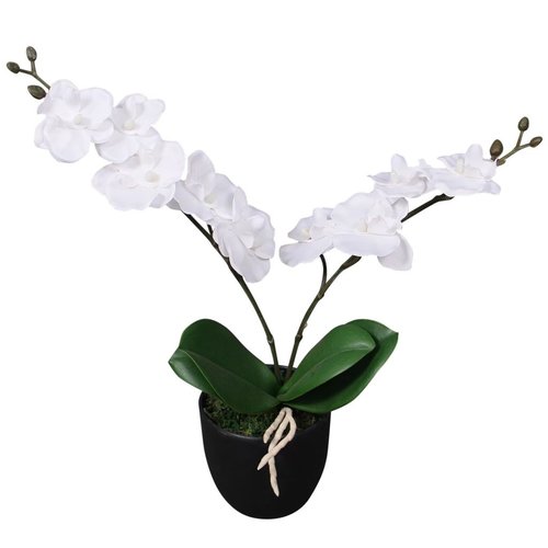 vidaXL Kunst orchidee plant met pot 30 cm wit vidaXL Kunst orchidee plant met pot 30 cm wit