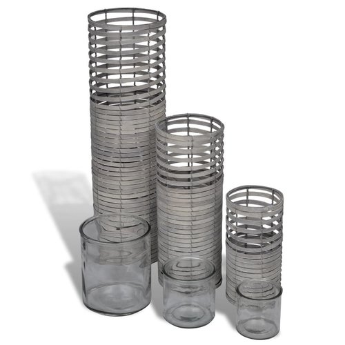 vidaXL Kaarsenhouder gewoven handgemaakt 3 stuks grijs vidaXL Kaarsenhouder gewoven handgemaakt 3 stuks grijs