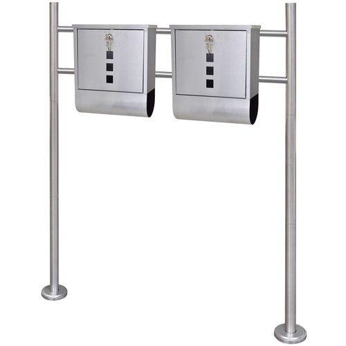 vidaXL Dubbele brievenbus op RVS standaard vidaXL Dubbele brievenbus op RVS standaard