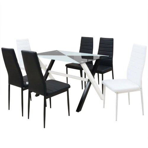 vidaXL 7-delige Eetkamerset tafel en stoelen kunstleer vidaXL 7-delige Eetkamerset tafel en stoelen kunstleer