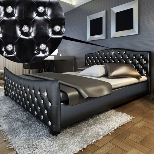Bed met matras kunstleer zwart 180x200 cm Bed met matras kunstleer zwart 180x200 cm
