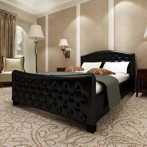 Bed met matras kunstleer zwart 140x200 cm Bed met matras kunstleer zwart 140x200 cm