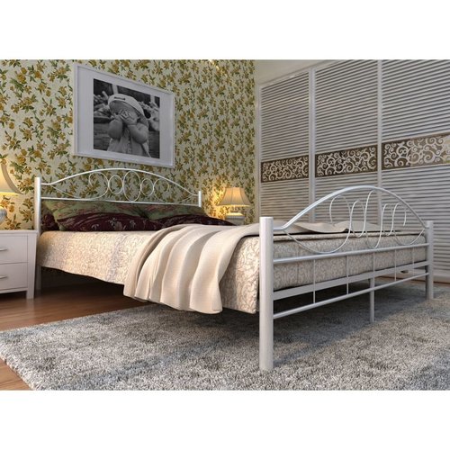 Bed met traagschuim matras metaal wit 140x200 cm Bed met traagschuim matras metaal wit 140x200 cm