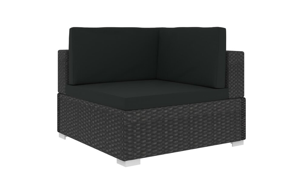 12-delige Loungeset met kussens poly rattan zwart