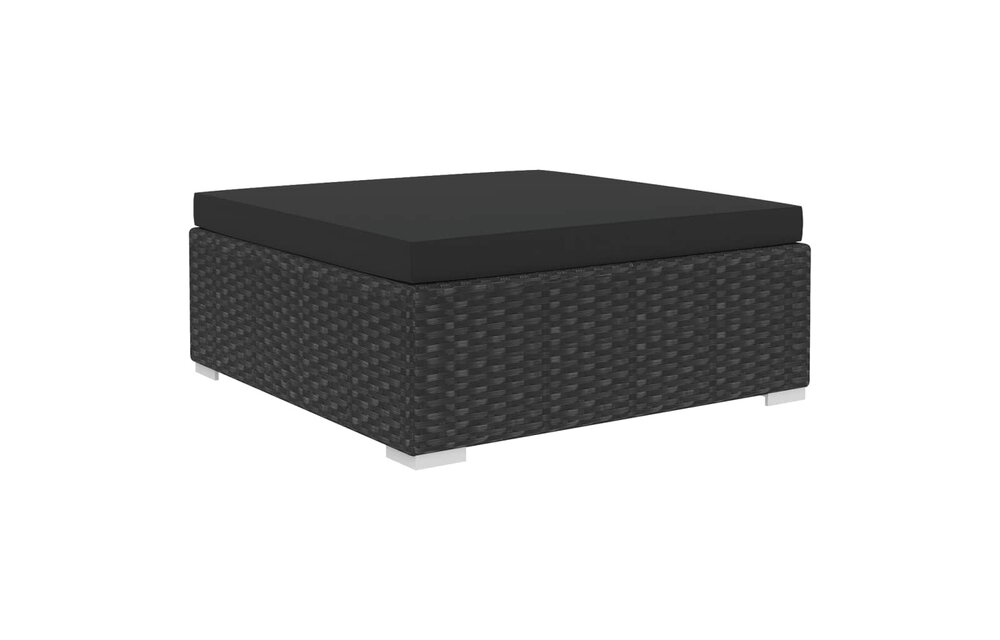 12-delige Loungeset met kussens poly rattan zwart