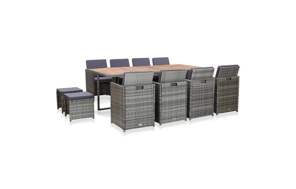 13-delige Tuinset poly rattan en acaciahout antraciet