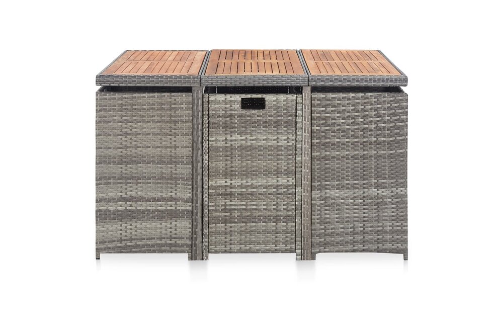 11-delige Tuinset poly rattan en acaciahout antraciet
