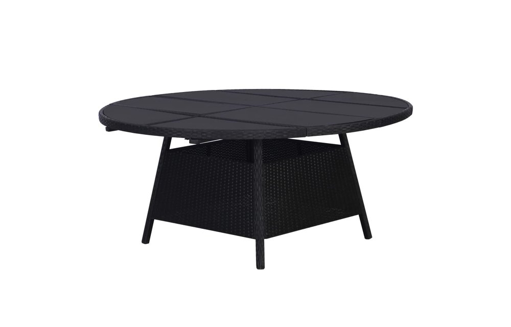 11-delige Tuinset met kussens poly rattan zwart