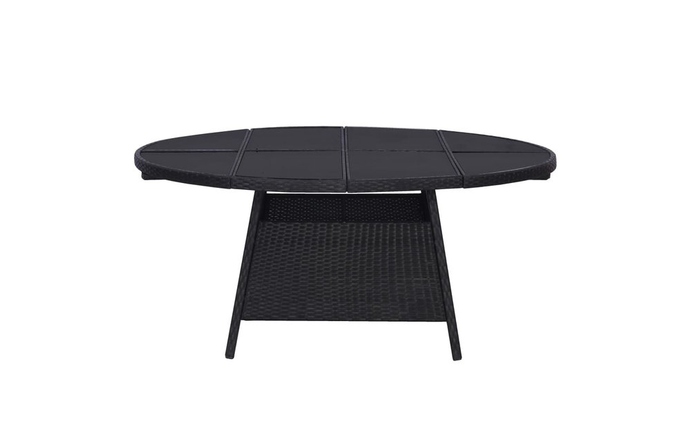 11-delige Tuinset met kussens poly rattan zwart